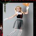 Jecery 6 Pcs Women's Creepy Clown Halloween Costume Accessories Gloves, Collar, Pompoms, Thigh Stockings for Cosplay Party