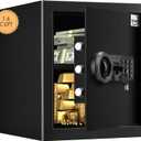 Tenamic Safe Box 1.6 Cuft Fireproof Waterproof Home Safe, Keypad Medium Lock Box Cabinet Safes, Solid Alloy Steel Office Hotel Home Safe, Black