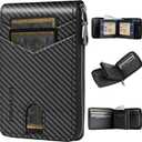 Mens RFID Blocking Zipper Large Dimensions Wallet with 2 ID Windows - Large Capacity Design, 13 Credit Card Slots