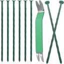 Bakulyor 100 Pack Metal Landscape Stakes, 8 Inch Artificial Grass Nails, 6 Gauge Large Landscaping Staples, Green Edging Anchor Stake for Garden Ground Lawn Paver Timber Border Weed Barrier Spikes 8"