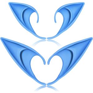 FRESHME Brown Tan Dark Elf Ears - Halloween Renaissance LARP Masquerade Fairy Cosplay Ears for Black Skin (G - Blue Elf Ears)
