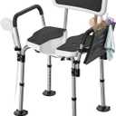 FORTEMOTUS Shower Chair for Inside Shower - U-Shape Seat Heavy Duty Shower Chair for Elderly and Disabled, 400 lbs Capacity, Padded Arms and Back, 6-Level Adjustable Height for Bathroom, Bathtub