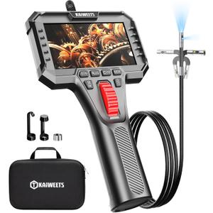 Dual Lens Two-Way Articulating Borescope Camera with Light, 0.25in Slim Probe, Industrial Endoscope Inspection Camera with Light, 5.3FT Flexible Snake Scope for Automotive, HVAC and Aircraft Mechanics