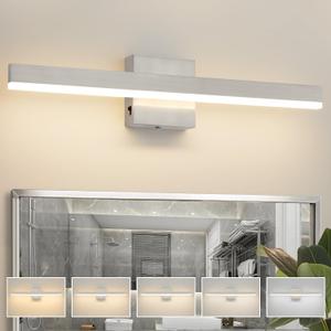 Nickel Bathroom Vanity Light 23.6 inch, 20W Dimmable 5CCT LED Bathroom Light Fixture Over Mirror Restroom-ETL Certificated