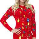 Giggling Getup Womens Light Up Ugly Christmas Sweater Dress with Light Up Bulb, Sweater Dresses for Women 2025 (Small)