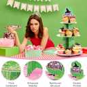 Baderke 3 Tier Pink and Green Cupcake Stand Witch Themed Happy Birthday Decoration Desert Tower Cake Stand with Topper Women Party Cupcake Display Holder Table Centerpiece Supplies