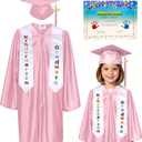 MyGradDay Shiny Kindergarten & Preschool Graduation Gown Cap Tassel 2026 Charm (Pink) 27" 3'6"-3'8"