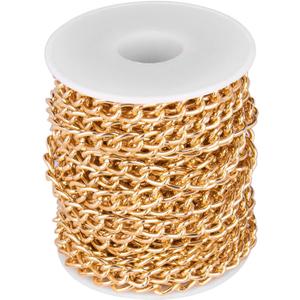33 Feet Large Aluminium Curb Cuban Chains 10M Gold/Silver Plated Twisted Cable Link Chain with Spool for Jewelry Making DIY Crafts