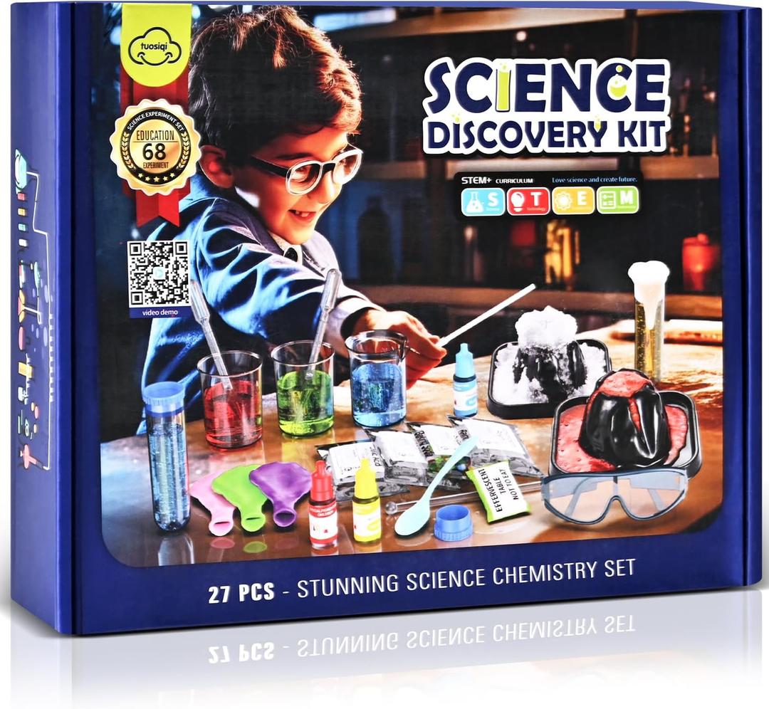 Science Kits for Kids 68 Lab Science Experiments Educational Scientific Toys, STEM Activities Educational Scientist Toys Gifts for Boys Girls Chemistry Set Volcano Eruption Activities Science Project