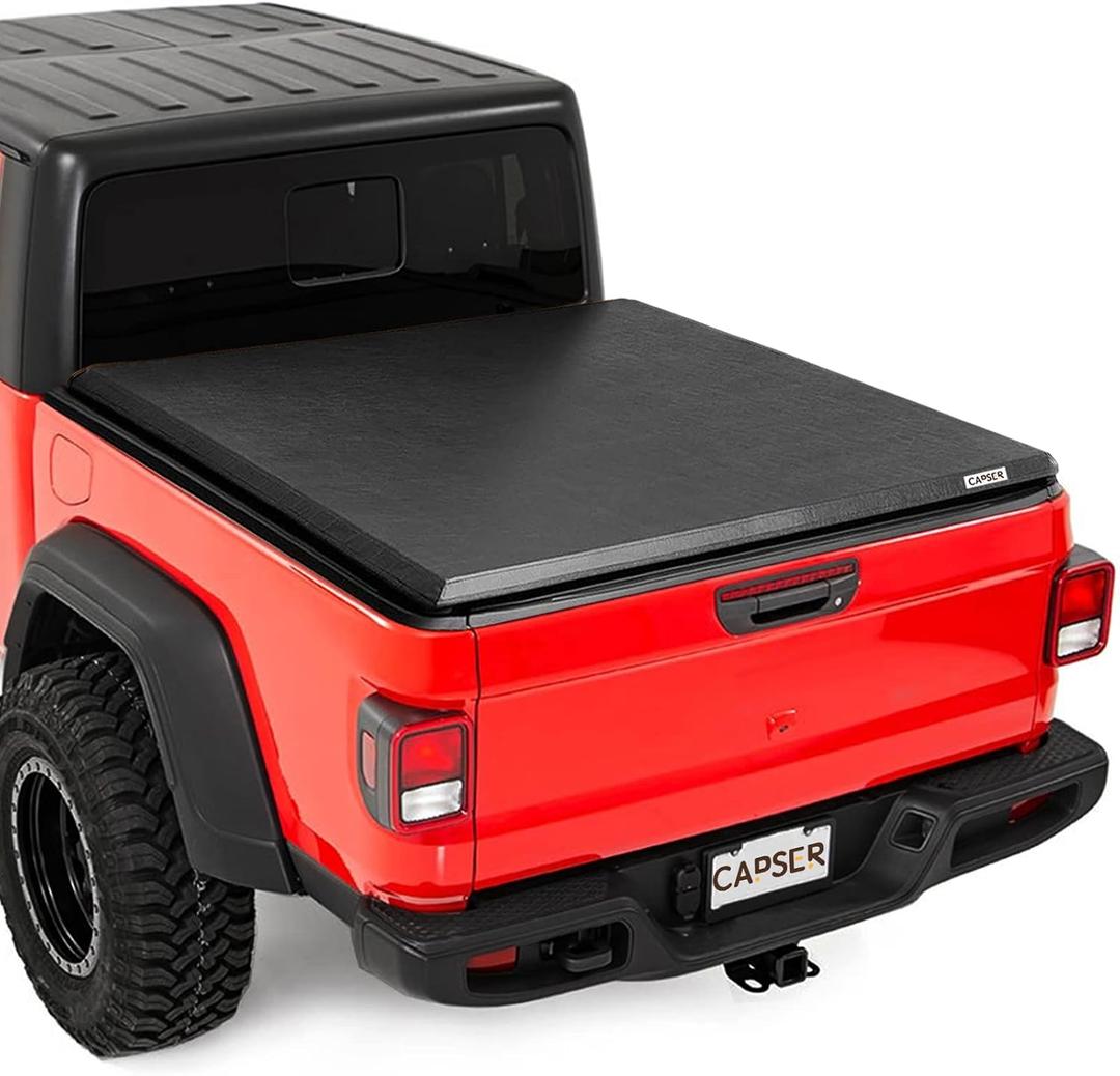 CAPSER Jeep Gladiator 5FT Soft Tri-fold Tonneau Cover Compatible with 2020-2025 Jeep Gladiator Fleetside 5FT 60.3Inch Truck Bed