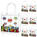 Aliceset Hero Clear Favor Bags with Handles Hero Party PVC Treat Plastic Gift Bags for Birthday Party Rewards Supplies, 8 x 8 x 3.15 Inch