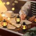 Ferraycle 24 Pcs Mini Lantern Decor 4 Inch Western Lantern Table Centerpiece Small Vintage Camping Hanging Lamp Ornaments Bulk for Cowboy Cowgirl Wedding Halloween Christmas (4 Inch,Black)