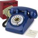 Sangyn Rotary Landline Phones 1960s Old Style Retro Corded Telephone with Mechanical Ringer for Home Office Desk
