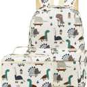 Kids School Backpack with Lunch Box for Boy Kindergarten BookBag School Bag Preschool Kindergarten Toddler Backpack (Dinosaur Beige)