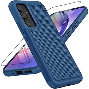 FNTCASE for Galaxy A54-5G Phone Case - Samsung Military Grade Drop Protection, 14ft Drop Tested, Screen Protector Included, Anti-Slip Matte Textured, TPU+PC Dual Layer Shockproof Cover (Blue)