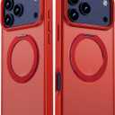 for iPhone 17 Pro Max Case Ultra-Magnetic 360 Spin Stand [Military Drop Protection] [Compatible with MagSafe] Shockproof Translucent Matte Slim Ring for iPhone 17 Pro Max Phone Case, Red