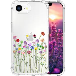 Compatible for iPhone 16e Cases with Design, Cute Transparent Phone Case for Women Girls Girly with Heavy Duty Protective Bumper (Clear Flower Floral Bouquet)