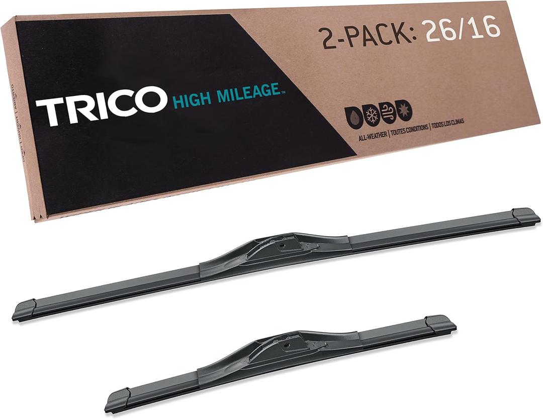 TRICO Solutions High Mileage 26 Inch & 16 Inch Pack of 2 High Performance Automotive Replacement Windshield Wiper Blade for Select Honda, Toyota, Hyundai, Kia and Subaru Models (56-2616)