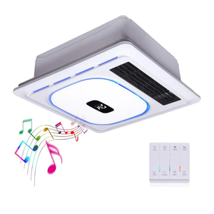 4 In1 Bathroom Exhaust Fan with Bluetooth Speaker & Heater 1800W, 180 CFM 1.0 Sone Bath room Exhaust Fan with LED Light-4 RGB Modes, Controller,Ventilation,Easy Install for Bathroom, Home