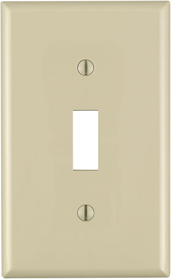 Leviton 1-Gang Toggle Device Switch Wallplate, Standard Size, Thermoplastic Nylon, Device Mount, Ivory, 80701-I