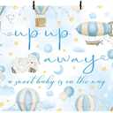 7x5ft Up Up and Away Baby Shower Backdrop A Baby is On The Way Photography Background Blue Hot Air Balloon Travel Begins Adventure Awaits Baby Shower Party Banner Photo Supplies Studio Props