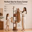 Solid Wood Rotating Coat Rack Freestanding, 360 Coat Tree with 3 Shelves & 9 Hooks, Heavy Duty Rubberwood Coat Hanger Stand, Hat Rack Hall Tree for Entryway Bedroom Office Hallway, Walnut