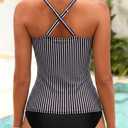 Yonique Tankini Swimsuits for Women Tummy Control Bathing Suits Two Piece Tankini Tops with Bikini Bottoms Twist Swimwear (Black, L)