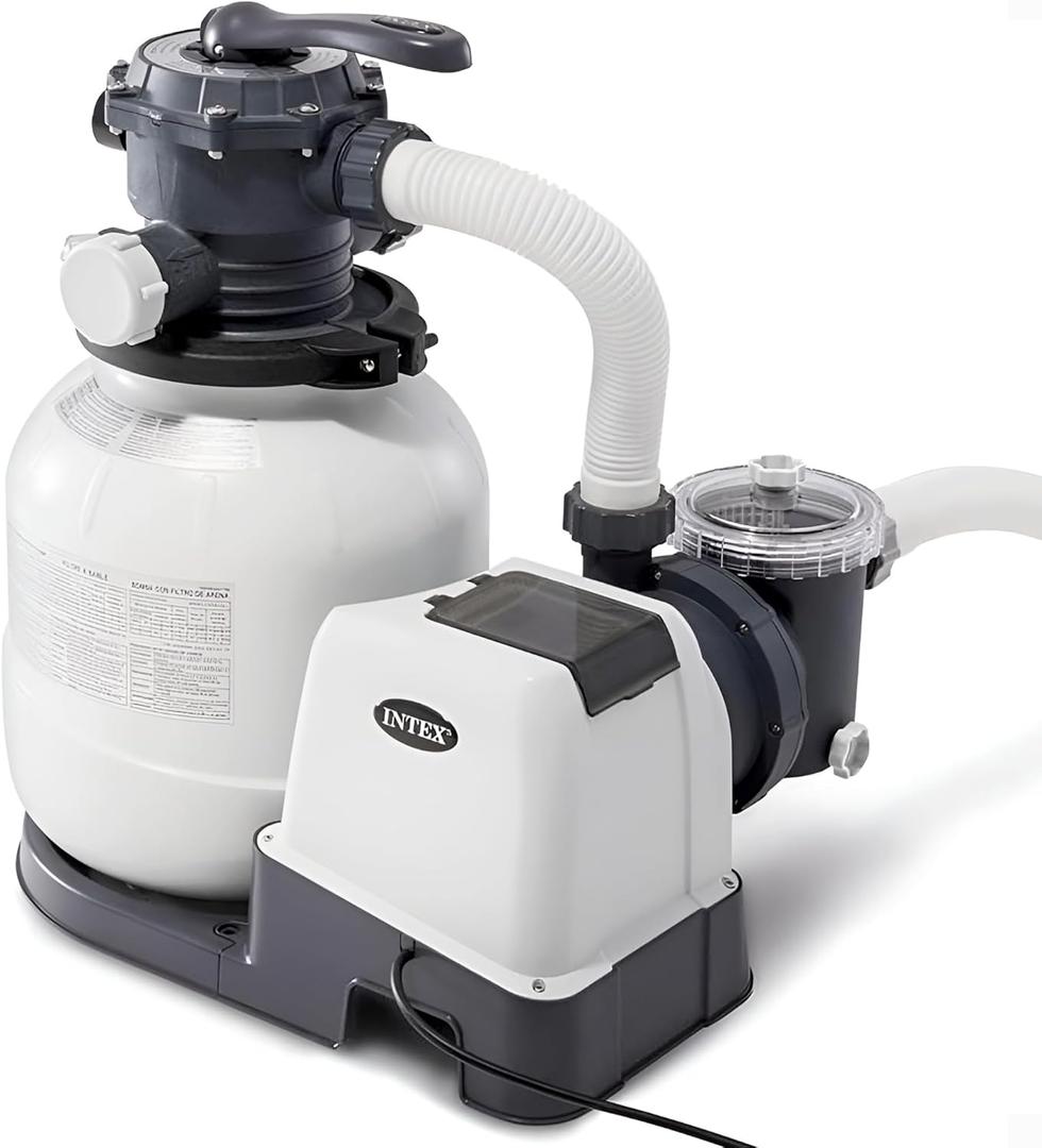 Intex SX2100 Krystal Clear Sand Filter Pump for Above Ground Pools: 2100 GPH Pump Flow Rate  Improved Circulation and Filtration  Easy Installation  Improved Water Clarity  Easy-to-Clean (2,100 Gallons Per Hour)