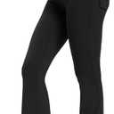 Women's Flare Leggings with Pockets High Waisted Butt Lifting No Front Seam Tummy Control Bootcut Yoga Pants for Women (XX-Large, Black)