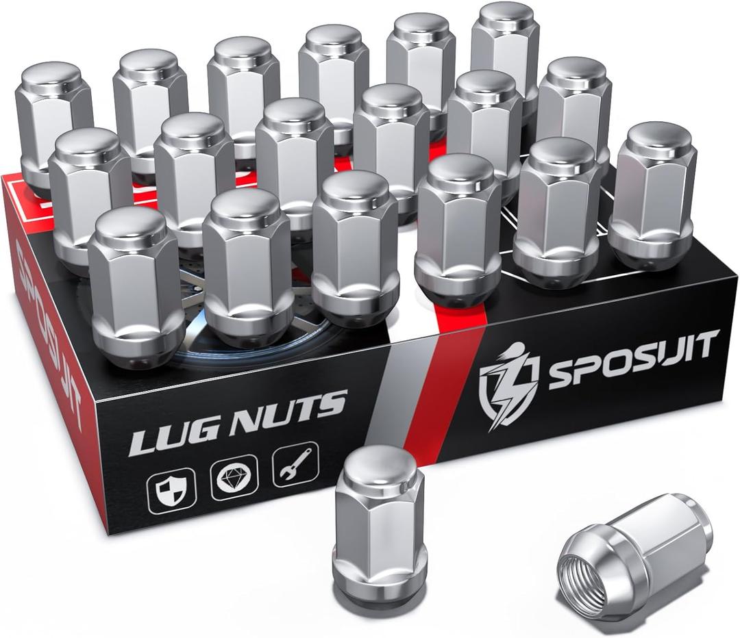 Sposuit M12x1.5 Lug Nuts - Aftermarket Lug Nuts 1.38" Height, 3/4" Hex, 0.87" Width - Closed End Chrome Lug Nut(20 Pcs)