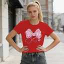 Valentines Nurse Shirt for Women-Valentines Day Bow Short Sleeves Funny Nursing School Tee Tops (Red, XXL)