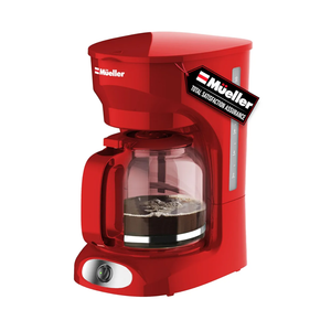 MÜELLERHOME 12-Cup Red Coffee Maker - Perfect for Home or Office, Borosilicate Carafe, Auto-Off, Reusable Filter, Anti-Drip, Keep-Warm Function, Clear Water Level Window, Red Kitchen Accessories