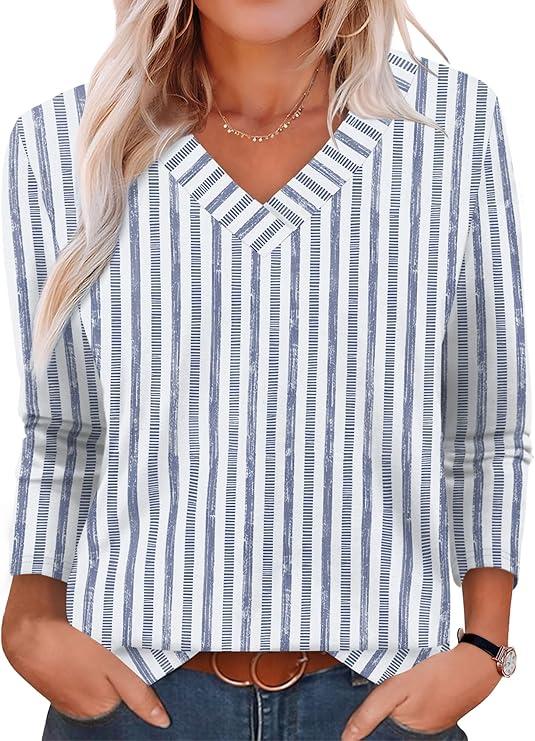 XIEERDUO Long Sleeve Shirts for Women V Neck Fall Tops Basic Tunic Tops Loose Fit Dressy 2025, XL