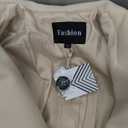 Tomosc Women Double Breasted Short Peacoat Winter Oversized Notched Lapel Cropped Wool Blend Coat Jacket with Pockets, S