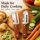 2 PCS Multifunctional Vegetable Peeler Set,2026 Upgraded Stainless Steel Kitchen Peelers with Wooden Handle, Bottle Opener, Julienne Cutter & Cutting Tip for Potato, Carrot, Fruits