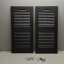 Ekena Millwork Lifetime Vinyl LL1S14X03100BL Standard Cathedral Top Center Mullion, Open Louver Vinyl Shutters, w/Installation Shutter-Lok's & Matching Screws (Per Pair), 14 1/2"W x 31"H, Black