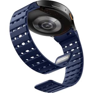 Bandletic Magnetic Silicone Band Compatible with Samsung Galaxy Watch 7 6 5 4 FE 40mm 44mm/for Galaxy Watch 6 4 Classic 43mm 47mm 42mm 46mm/Watch 5 Pro 45mm, 20mm No Gap Sport Strap for Men Women Navy Blue