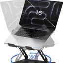 Adjustable Laptop Stand, 360 Rotating Computer Riser, Stable Base Stand Holder for MacBook Pro/Air Notebook up to 16 Inches, Black
