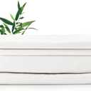 100% Viscose Derived from Bamboo Queen Size Sheet Set - Sheets with 100% Pure Viscose & No Blend - Luxuriously Soft, Breathable & Naturally Cooling - Ideal for Sensitive Skin (Queen, White)