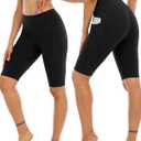 WHOUARE 4 Pack Biker Yoga Shorts with Pockets for Women,High Waisted Athletic Running Workout Gym Shorts Tummy Control (Black, XXXL)