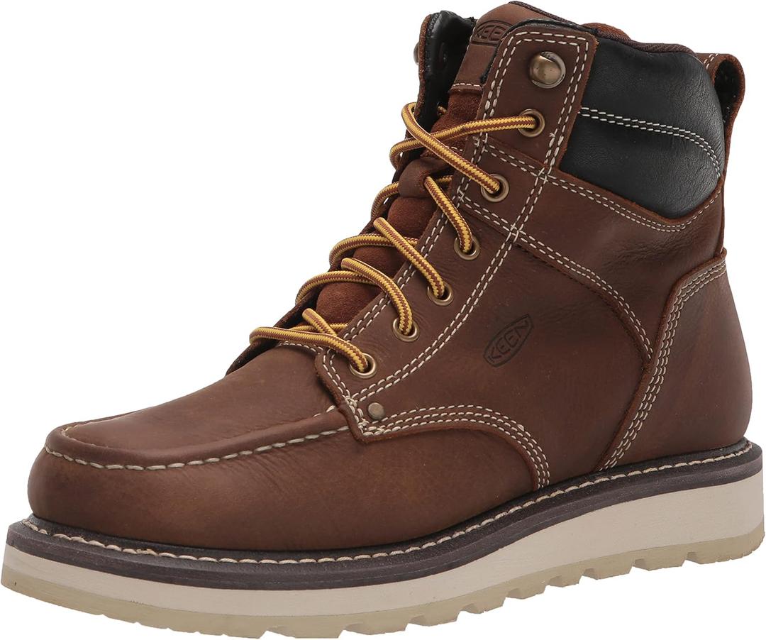 KEEN Utility Men's Cincinnati 6" Leather Soft Toe Work Boots, Belgian/ Sandshell, 11
