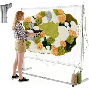Lezbanz Rug Tufting Frame Kit with Aluminum Nails for Extra Firm Fixing, Tufting Cloth Stand, Adjustable Rug Tufting Frame for Rug Making, Suitable for Beginners & Lovers (66''H66''L)