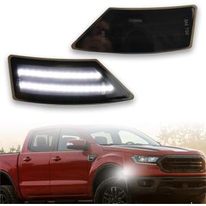 LED Front Fender LED Side Marker Lights Kit for Ford Ranger Lariat XL XLT 2019 2020 2021 2022 2023,Smoked Lens Side Bumper Marker Lamps,2pcs