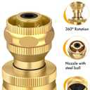 Twinkle Star Brass Hose Nozzle 3 Pack, 3/4 Inch Upgraded Heavy Duty Brass Power Nozzles, Adjustable Twist Pressure Sprayer for Garden, Patio