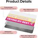 5pcs New Driver Magnet for Car, 11x3.35in Reflective Funny Student Learner Driver Magnetic Stickers Waterproof Removable Bumper Safety Rookie Attention Sign Decal for Beginners Learning (Rose)