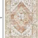 Beeiva Boho Throw 2X3 Entryway Rug, Small Rugs for Bedroom Ultra Thin Non Slip Washable, Small Khaki Carpet Lightweight Indoor Door Mats for Entryway Bedroom