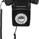 Retro Landline Telephone, Artisam Vintage Rotary Dial Phone, Antique Wall Telephone Set, Classic Old Fashion Wall Mount Phone with Redial for Home/Office/Hotel/School (Black)