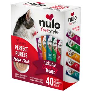 Nulo Freestyle Grain-Free Perfect Purees Premium Wet Cat Treats, Squeezable Meal Topper for Felines, High Moisture Content to Support Cat Hydration, 0.5 Ounce, Variety Pack