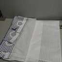 No Hook Navy Blue Shower Curtain with Snap in Fabric Liner Set, Boho Striped Modern Double Layers Waterproof Fabric with See Through Top Window Open Grommet Bath Curtain 71x86 Inch