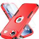 for iPhone Air Magnetic Case,Compatible with Magsafe,2X Screen Protector,Heavy Duty Protection,Rugged & Durable Phone Cover for iPhone Air Case,Red